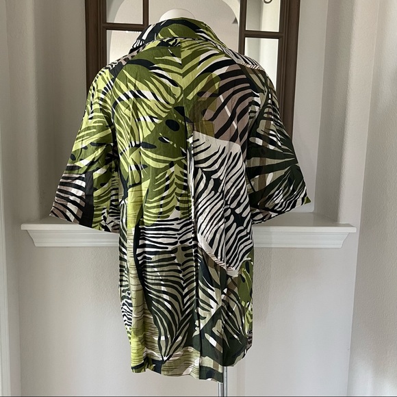 TAILE Linen-blend Palm Leave Print Jacket Button Up, Green Size M New w/Tag $159 - Picture 5 of 12
